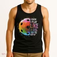 I Know I Play Like A Girl Funny Pickleball Player Tank Top thumb 3