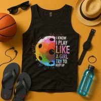 I Know I Play Like A Girl Funny Pickleball Player Tank Top thumb 4