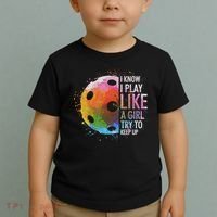 I Know I Play Like A Girl Funny Pickleball Player Toddler T-Shirt thumb 2