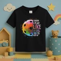 I Know I Play Like A Girl Funny Pickleball Player Toddler T-Shirt thumb 3