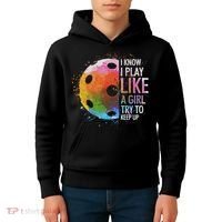 I Know I Play Like A Girl Funny Pickleball Player Kids Hoodie thumb 4