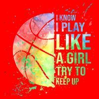 I Know I Play Like A Girl Try To Keep Up Basketball Tshirt TShirt Santa Hat thumb 1
