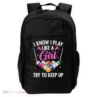 i know i play like a girl Billiards try to keep up Backpack thumb 0
