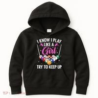 i know i play like a girl Billiards try to keep up Kids Hoodie thumb 0