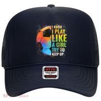 I know I Play Like A Girl Try To Keep Up, Funny Soccer Hat thumb 0