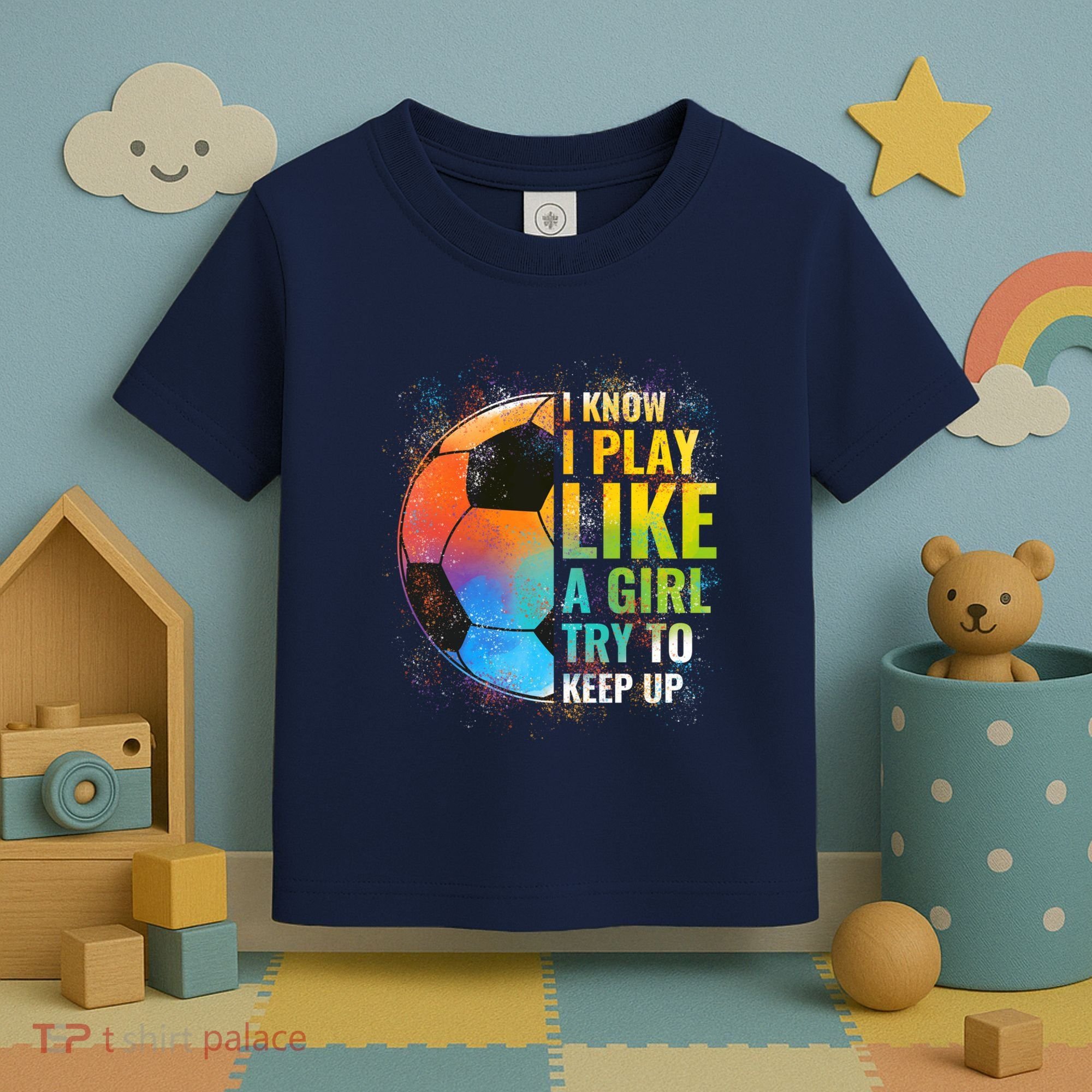 I know I Play Like A Girl Try To Keep Up, Funny Soccer Toddler T-Shirt
