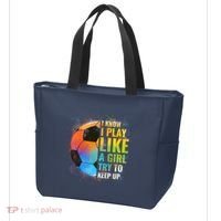I know I Play Like A Girl Try To Keep Up, Funny Soccer Tote Bag thumb 3