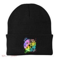 I Know I Play Like A Girl Try To Keep Up Pickleball Dink Gift Beanie thumb 0