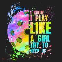 I Know I Play Like A Girl Try To Keep Up Pickleball Dink Gift Golf Towel thumb 3