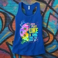 I Know I Play Like A Girl Try To Keep Up Pickleball Dink Gift Women's Tank Top thumb 3