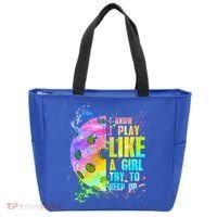 I Know I Play Like A Girl Try To Keep Up Pickleball Dink Gift Tote Bag thumb 0