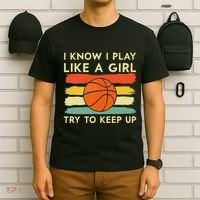 I Know I Play Like A Girl Try To Keep Up Basketball Player T-Shirt thumb 6