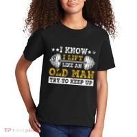 I Know I Lift Like An Old Man Try To Keep Up Weightlifting Kids T-Shirt thumb 2