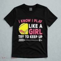 I Know I Play Like A Girl Try To Keep Up Cute Tennis T-Shirt thumb 5