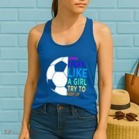 I Know I Play Like A Girl Cute Football Gift Women's Tank Top thumb 2