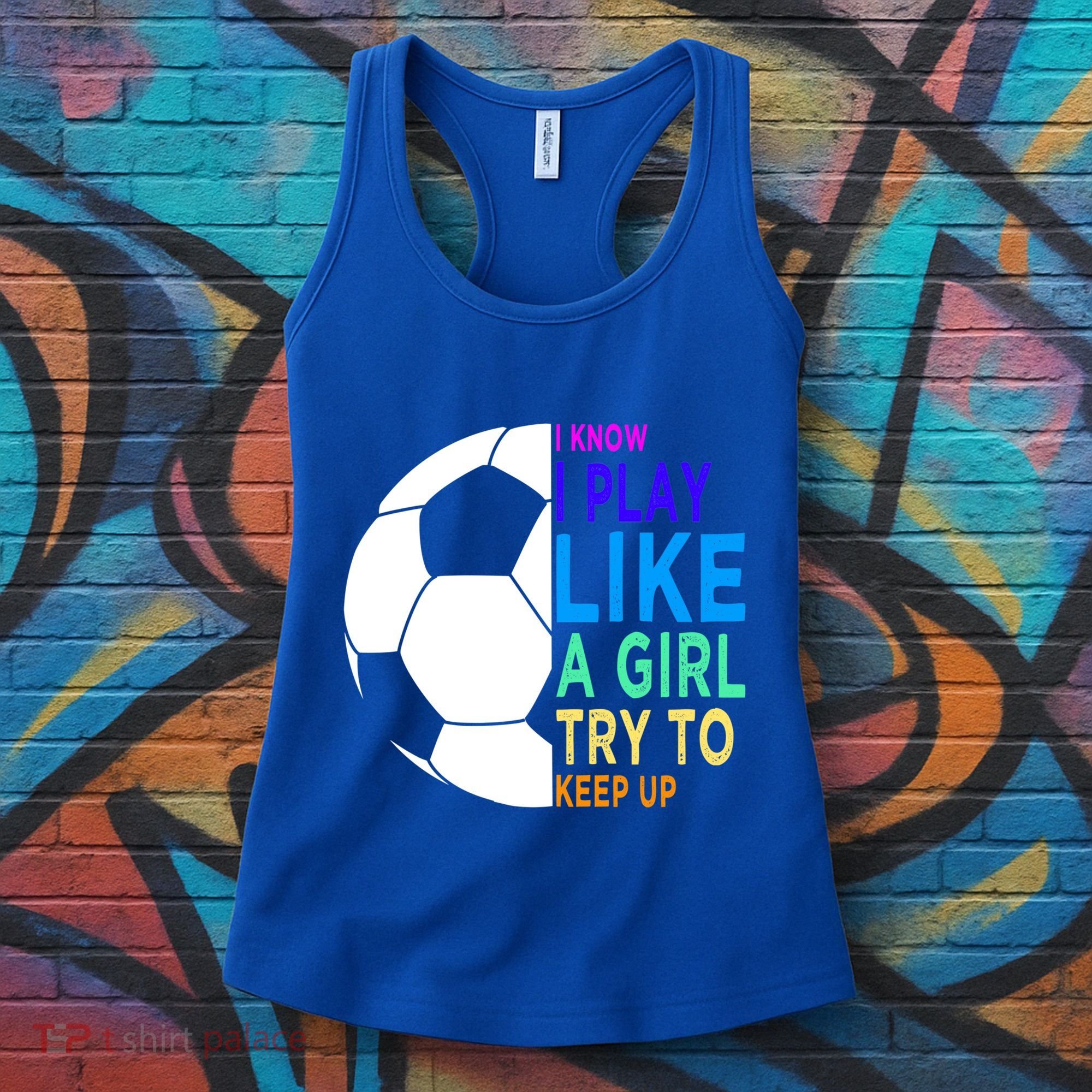 I Know I Play Like A Girl Cute Football Gift Women's Tank Top