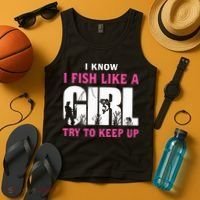 I Know I Fish Like A Girl Try To Keep Up Tank Top thumb 4