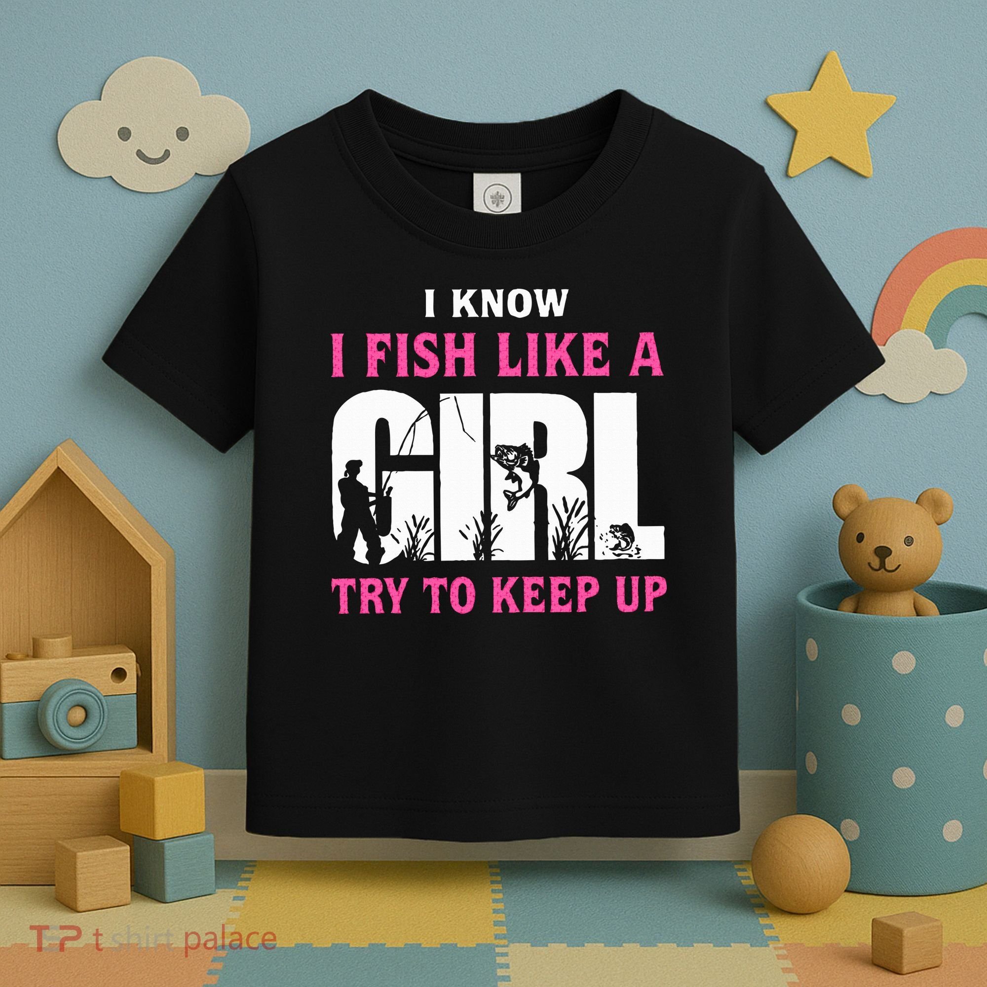 I Know I Fish Like A Girl Try To Keep Up Toddler T-Shirt