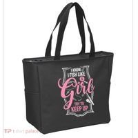 I Know I Fish Like A Girl Try To Keep Up Tote Bag thumb 2