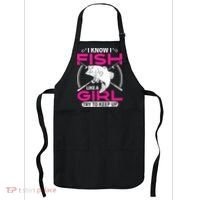 I know I fish like a girl try to keep up funny fishing Apron thumb 0