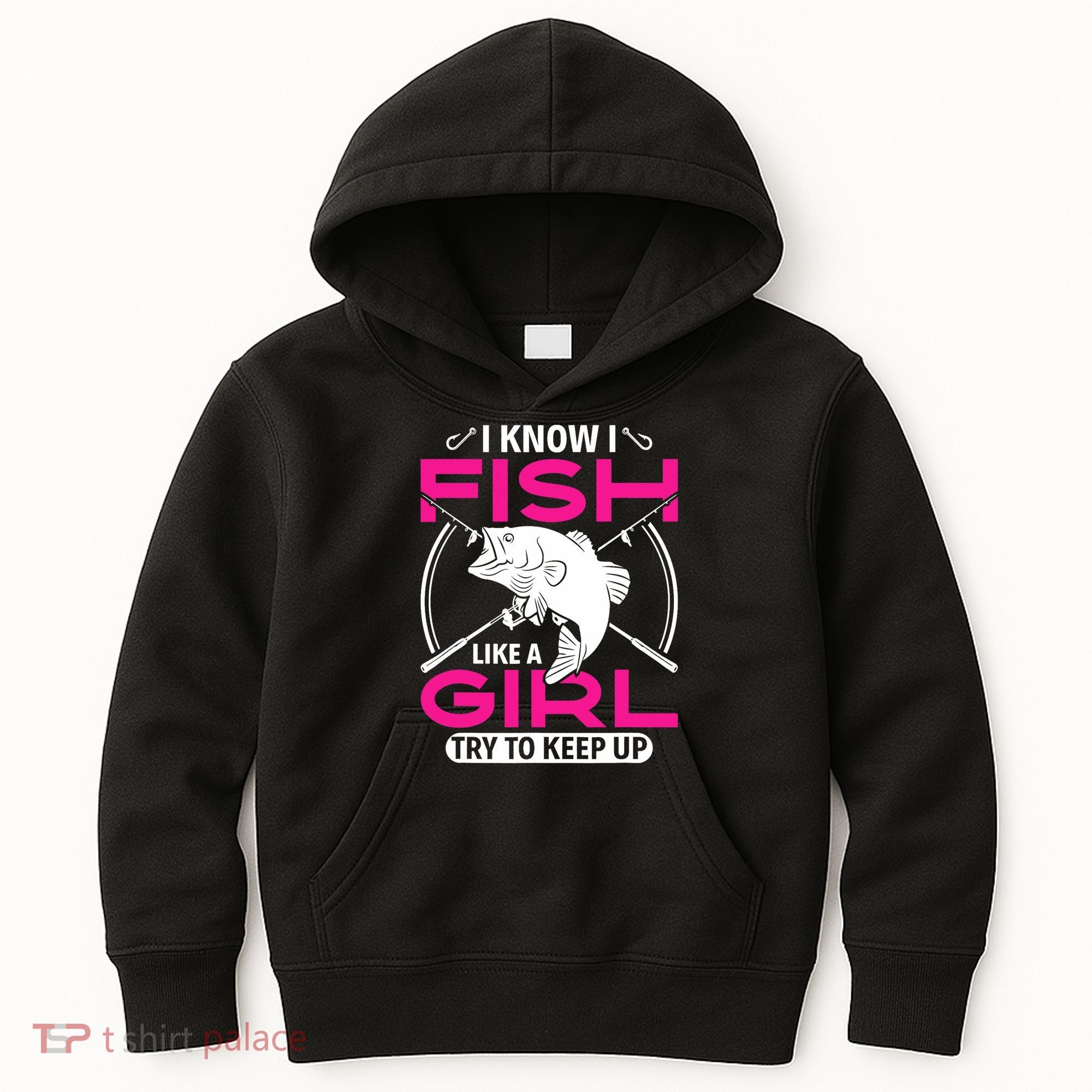 I know I fish like a girl try to keep up funny fishing Kids Hoodie