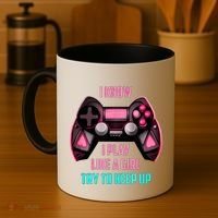 I Know I Play Like A Girl Funny Gamer Coffee Mug thumb 4