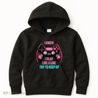I Know I Play Like A Girl Funny Gamer Kids Hoodie thumb 0