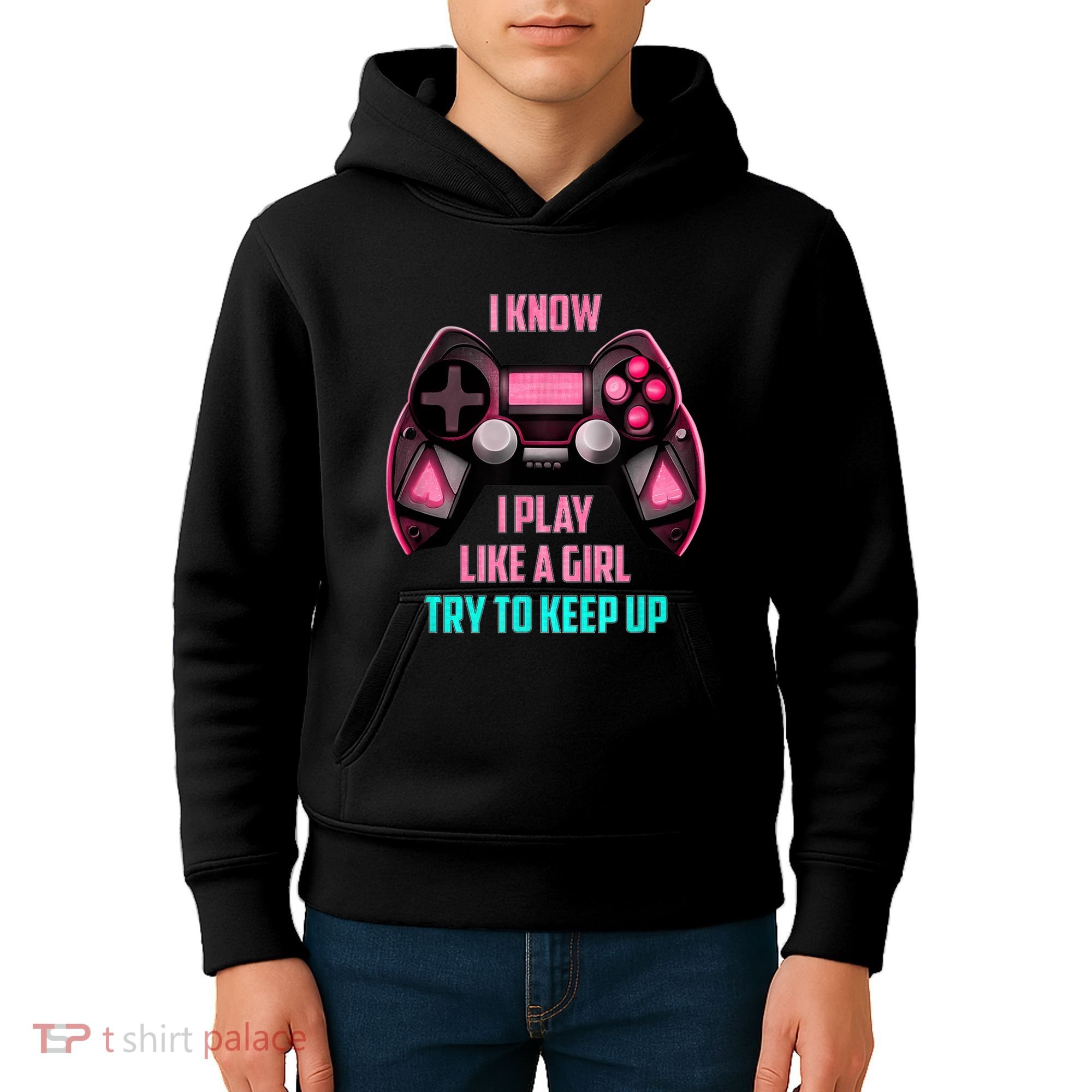 I Know I Play Like A Girl Funny Gamer Kids Hoodie
