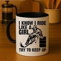I Know I Ride Like Girl Try To Keep Barrel Racing Coffee Mug thumb 4