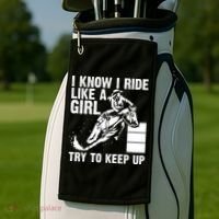 I Know I Ride Like Girl Try To Keep Barrel Racing Golf Towel thumb 2