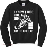 I Know I Ride Like Girl Try To Keep Barrel Racing Kids Sweatshirt thumb 0