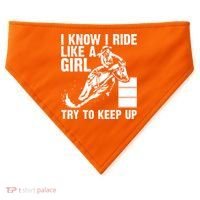 I Know I Ride Like Girl Try To Keep Barrel Racing USA-Made Doggie Bandana thumb 0