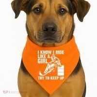 I Know I Ride Like Girl Try To Keep Barrel Racing USA-Made Doggie Bandana thumb 1
