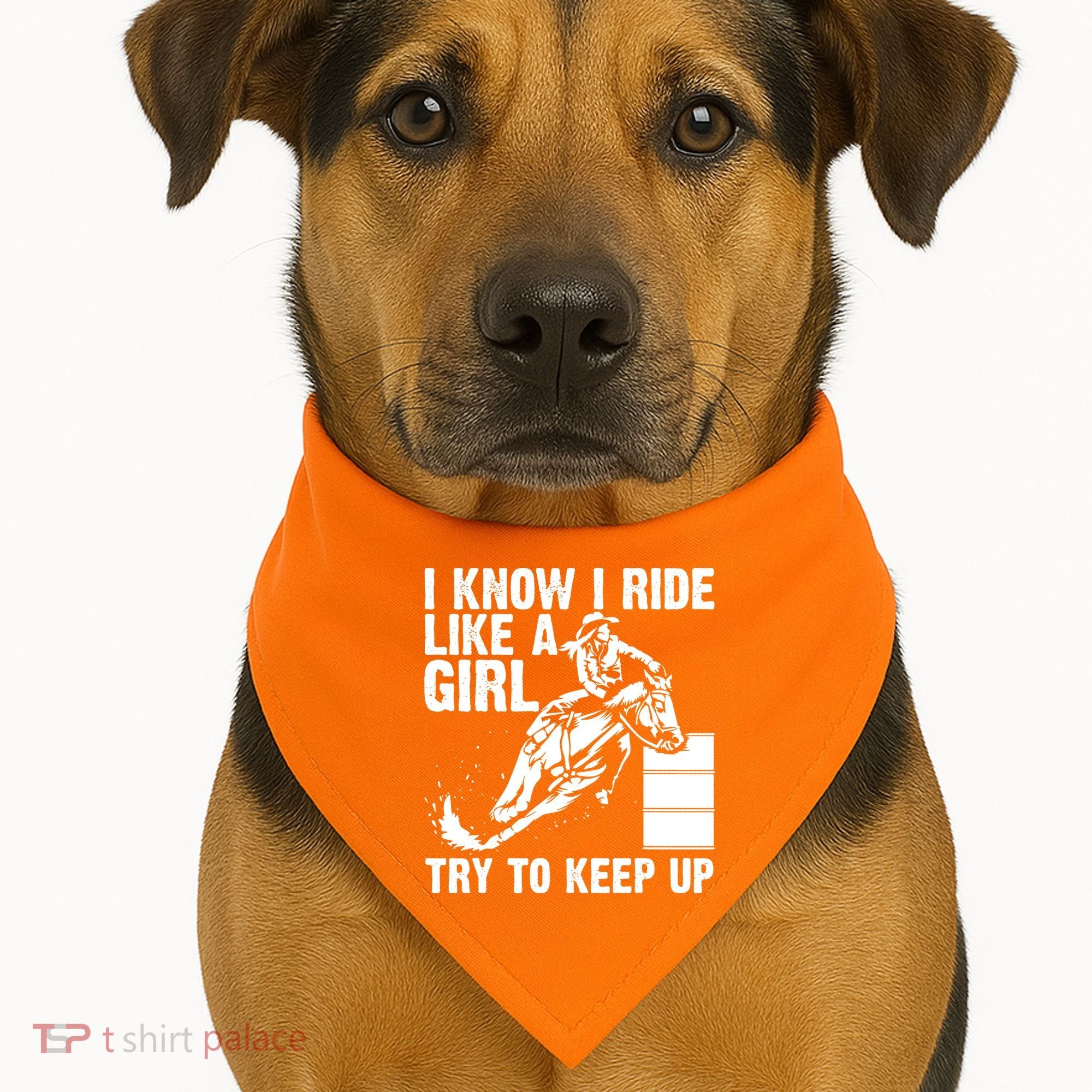 I Know I Ride Like Girl Try To Keep Barrel Racing USA-Made Doggie Bandana