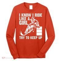 I Know I Ride Like Girl Try To Keep Barrel Racing Long Sleeve Shirt thumb 0