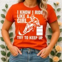 I Know I Ride Like Girl Try To Keep Barrel Racing Women's T-Shirt thumb 2