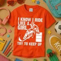 I Know I Ride Like Girl Try To Keep Barrel Racing Kids T-Shirt thumb 3