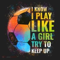 I Know I Play Like A Girl Try To Keep Up Funny Soccer Gift Beanie thumb 2