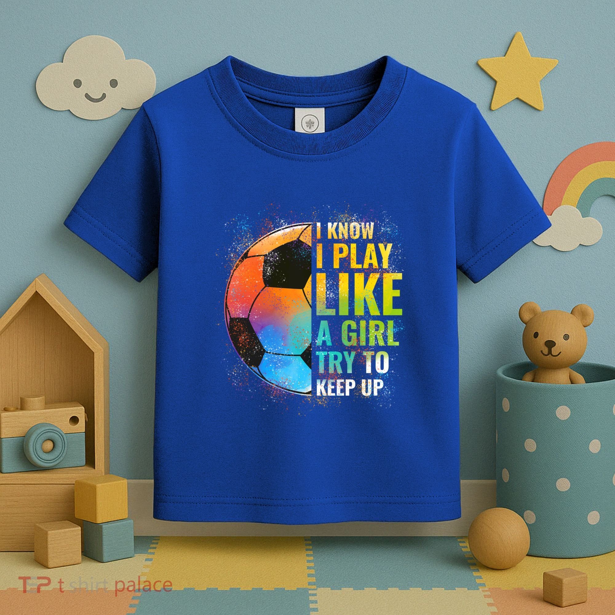 I Know I Play Like A Girl Try To Keep Up Funny Soccer Gift Toddler T-Shirt