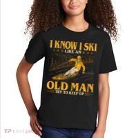 I Know I Ski Like An Old Man Try To Keep Up Kids T-Shirt thumb 2