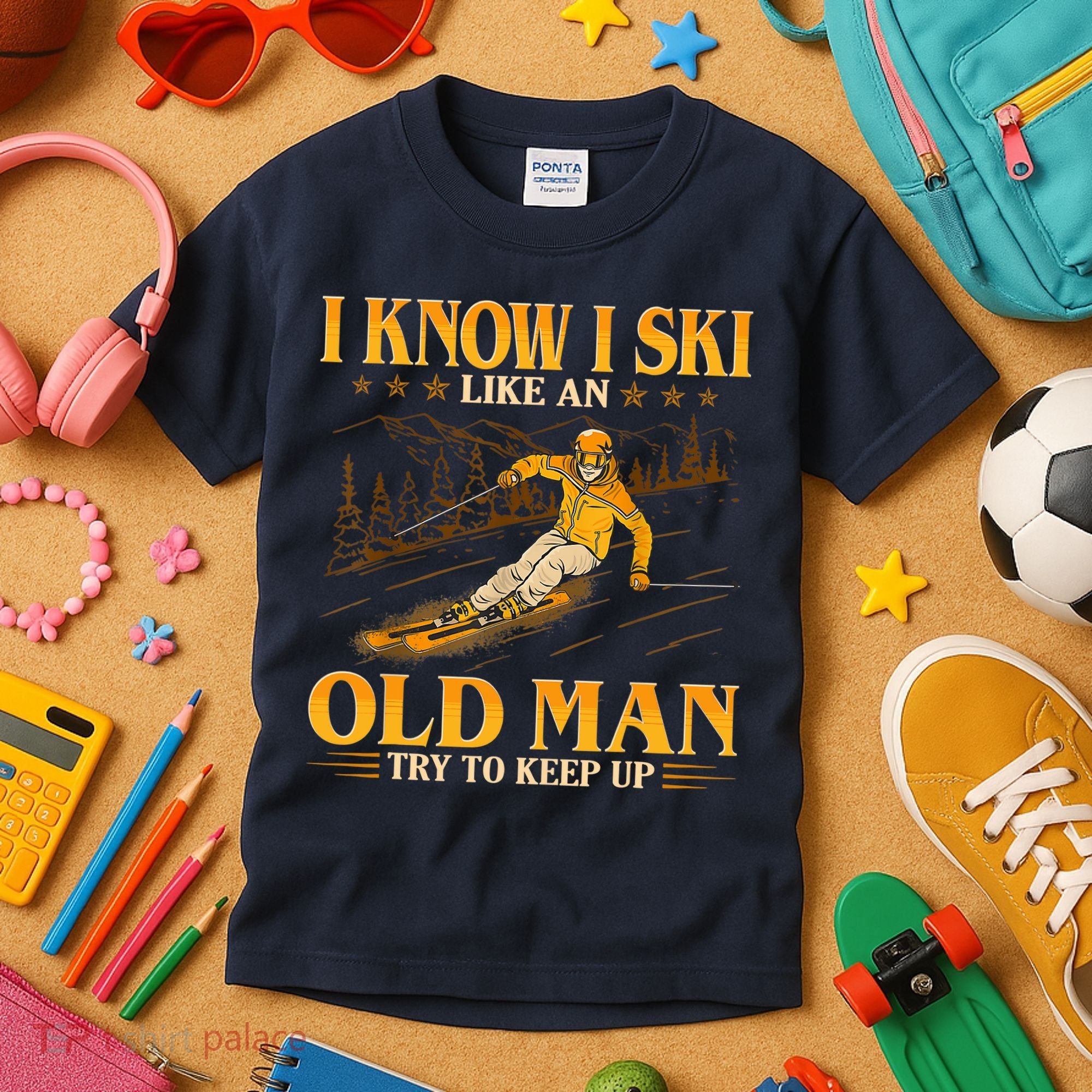 I Know I Ski Like An Old Man Try To Keep Up Kids T-Shirt