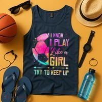 I Know I Play Like A Girl Soccer Tank Top thumb 4