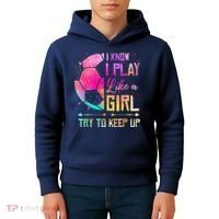 I Know I Play Like A Girl Soccer Kids Hoodie thumb 4