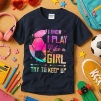 I Know I Play Like A Girl Soccer Kids T-Shirt thumb 3