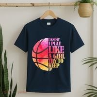 I Know I Play Like A Girl Try To Keep Up Basketball T-Shirt thumb 2