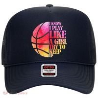 I Know I Play Like A Girl Try To Keep Up Basketball Hat thumb 0