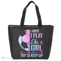 I Know I Play Like A Girl Soccer TShirt Tote Bag thumb 0