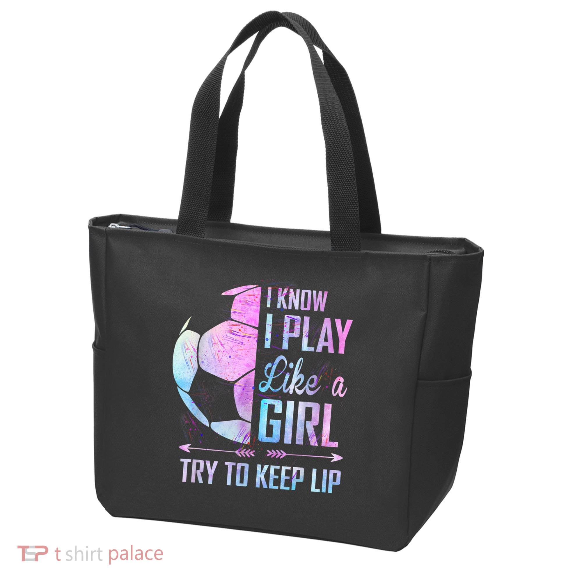 I Know I Play Like A Girl Soccer TShirt Tote Bag