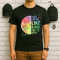 I Know I Play Like A Girl Try To Keep Up Volleyball Tshirt T-Shirt thumb 6