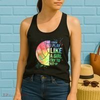 I Know I Play Like A Girl Try To Keep Up Volleyball Tshirt Women's Tank Top thumb 2
